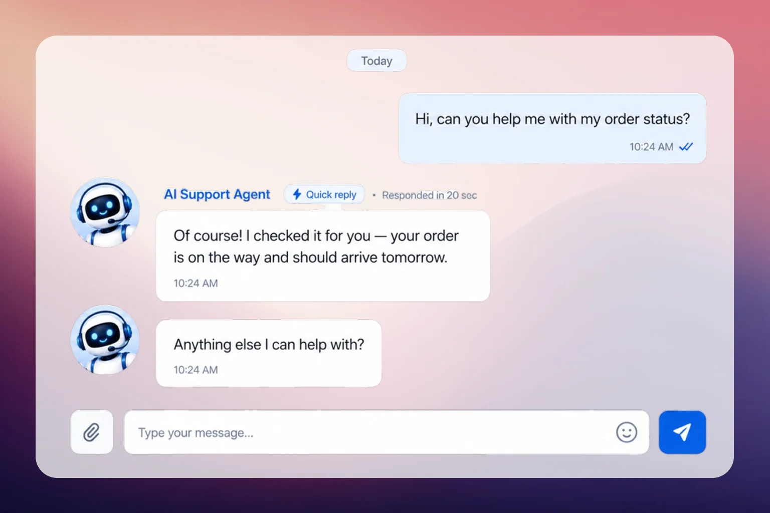 Live chat with instant AI response